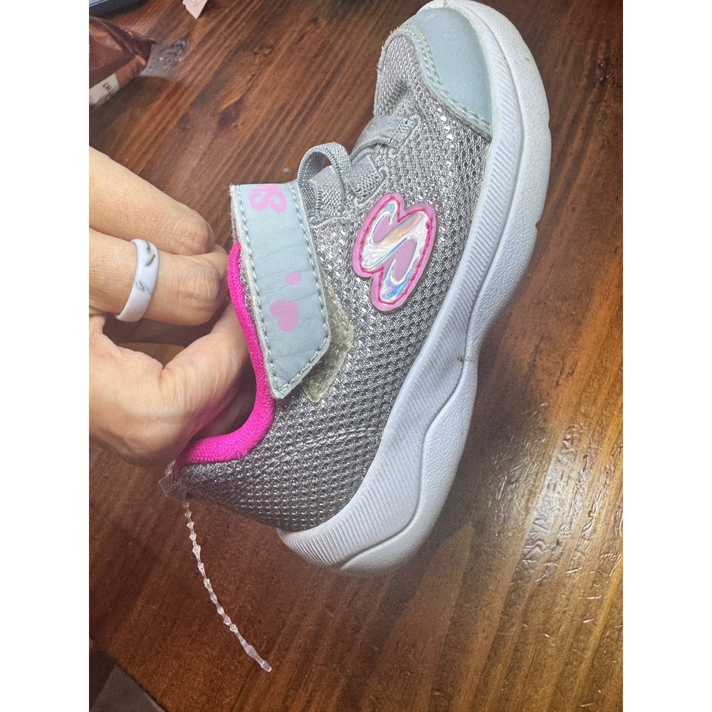 Skechers Girls Silver Pink Shimmer Sneakers SN 302885N Size 7 Toddler - Picture 5 of 6